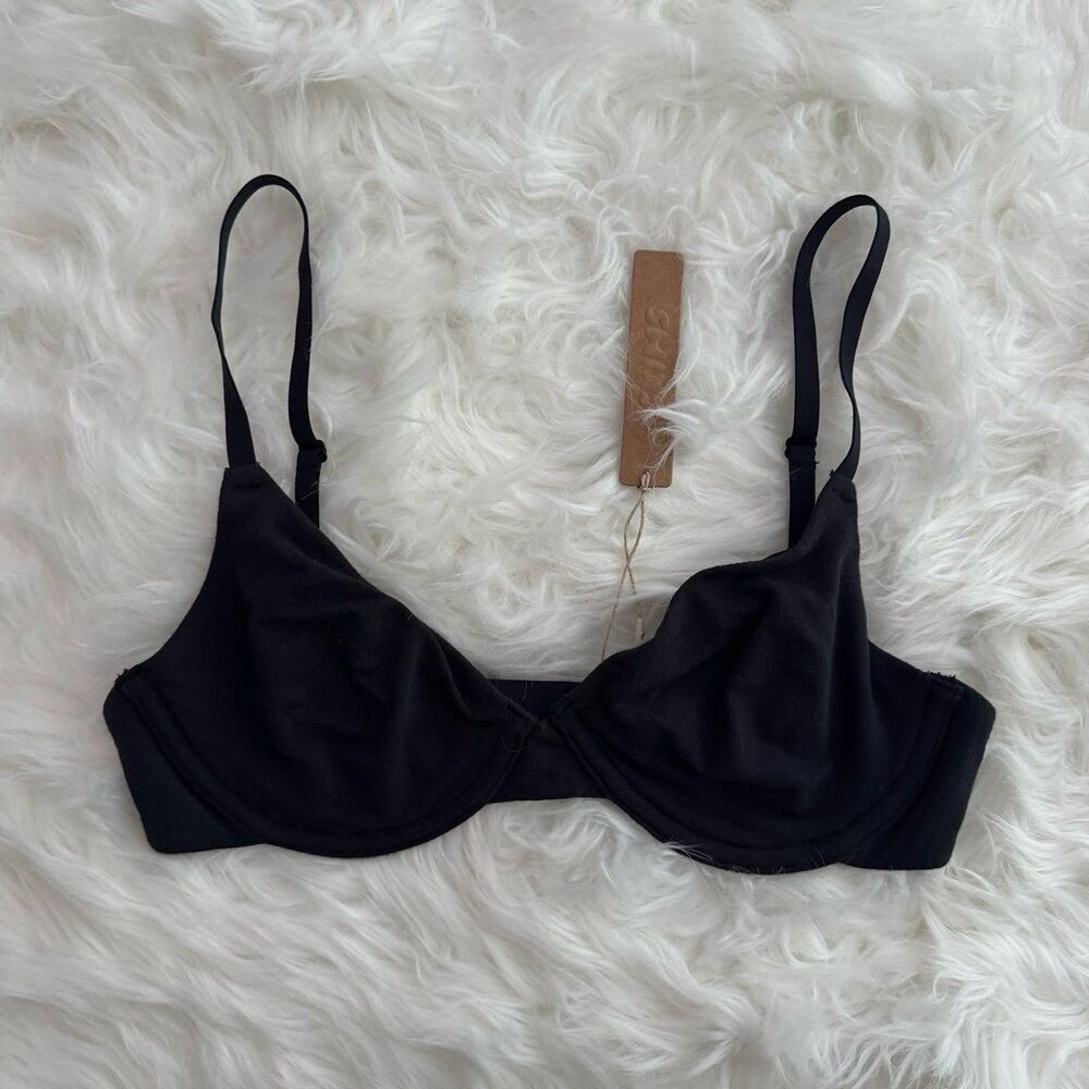 Skims Cotton Jersey T-shirt Bra Soot Size 30C